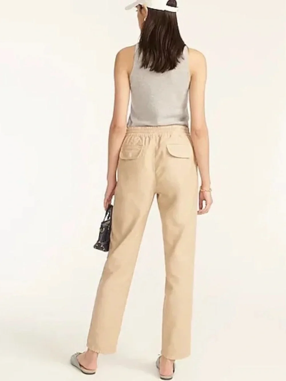 J CREW High Rise Tie Waist Camp Pants in Khaki Size Small Tall